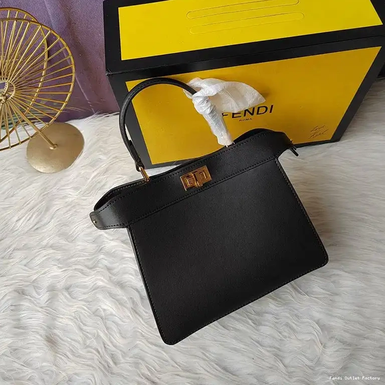 Affordable HOT Nappa ISeeU Peekaboo Fendi Petite Leather In Black Bag 0512